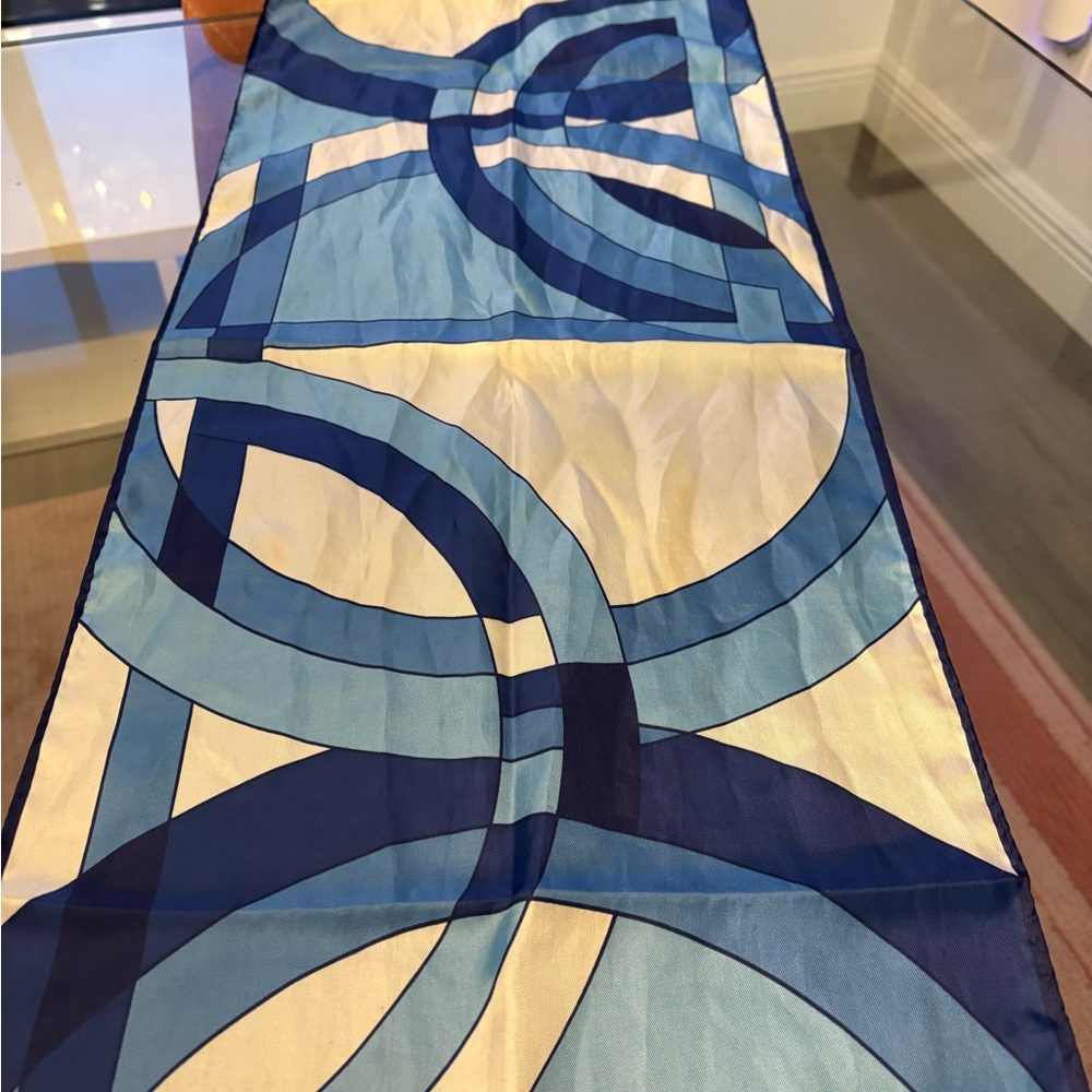 Authentic Christian Dior Rectangle Blue Scarf Vin… - image 4